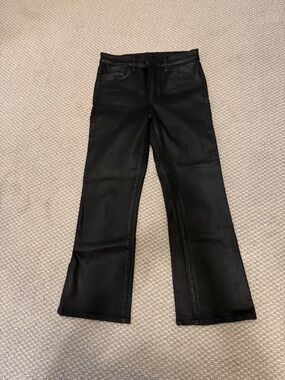Joe’s Coated Black Cropped boot cut Jeans sz 28